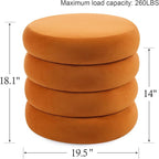 Flouki 19.5" Storage Ottoman Round, Vanity Stools - Image 2