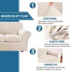 H.VERSAILTEX High Stretch Sofa Slipcover 4 Piece Cover Velvet Furniture - Image 3