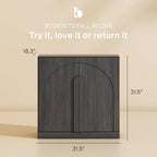 BELLEZE 2 Tier Bookshelf with Arched Wood Door - Image 2