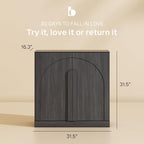 BELLEZE 2 Tier Bookshelf with Arched Wood Door, Modern Display Bookcase Shelf - Image 2