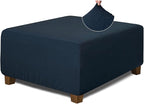 NeColorLife Square Ottoman Cover Jacquard Fabric Slipcover Thick Stretchable by NeColorLife