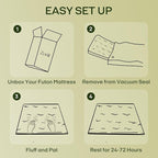 ZonLi Japanese Floor Futon Mattress Twin Size 75"x 39", 100% Cotton Cover 2.5'' - Image 8