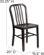 Flash Furniture Commercial Grade Black-Antique Gold Metal Indoor-Outdoor Chair - Image 3