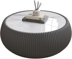 27.55" Round Marble Coffee Table, Modern Fluted Coffee Table - Image 8