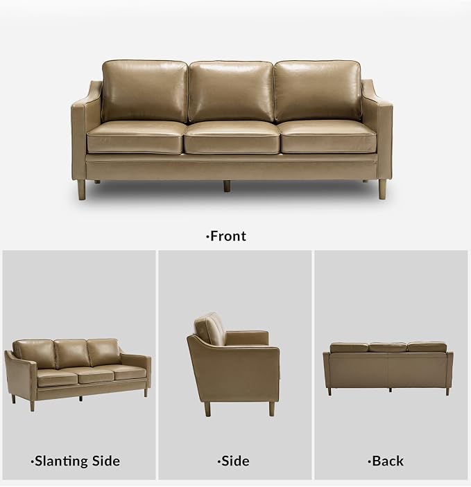 Kingfun 80" Faux Leather Sofa, 3 Seater Couch, Mid Century Modern Couches - Image 9