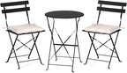 VINGLI Outdoor Folding Bistro Table and Chairs Set of 2, 3-Piece Bistro Set by VINGLI
