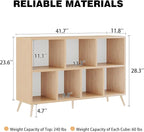 7-Cube Storage Organizer with Natural Wood Legs, Mid-Century Modern Bookcase - Image 3