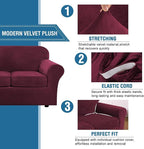 H.VERSAILTEX Modern Velvet Plush 4 Piece High Stretch Sofa Slipcover Sofa Cover - Image 3