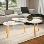 Coffee Table Set of 2, Scandinavian Oval Wood Nesting Tables by Unknown
