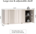 Brafab Buffet Cabinet, Wood Fluted Credenza - Image 2