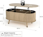 SULIVES Oval Coffee Table with Storage, Small Fluted Center Table - Image 2