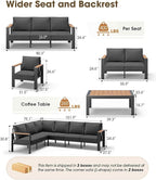 Aluminum Outdoor Patio Furniture Set 6 Seats, Outdoor Sectional Corner Sofa Set - Image 2