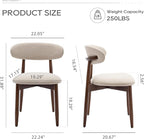 COLAMY Wooden Dining Chairs Set of 2, Modern Fabric Upholstered Kitchen Side - Image 2
