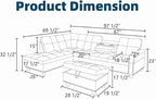 97.5" Red L Shaped Couch Set Leather, Modular Sectional Couches - Image 2