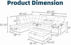 97.5" L Shaped Couch Set Linen, Modular Sectional Couches - Image 2