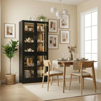 holzart Modern Black 5-Tier Display Cabinet - Image 6