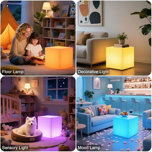16'' Cordless LED Cube Chair Light, LED Cube Seat - Image 2