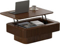 Lift Top Coffee Table for Living Room, Rectangle Handmade Solid Wood Strips by Unknown