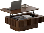 Lift Top Coffee Table for Living Room, Rectangle Handmade Solid Wood Strips by Unknown