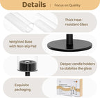 Black Hurricane Glass Candle Holders Set of 3, Tall Metal Taper Candle Stick - Image 3