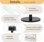 Black Hurricane Glass Candle Holders Set of 6, Tall Metal Taper Candle Stick - Image 3