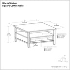 SIMPLIHOME Warm Shaker Solid Wood Transitional-Style 36-inch Wide Coffee Table - Image 13