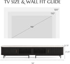POVISON Fully-Assembled Sliding Tambour Door TV Stand, Mid Century Modern TV - Image 5