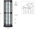 BELLEZE Lighted 3-Side Glass Display Curio Cabinet - Image 2
