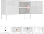 Metal Storage Cabinet, 2 Door TV Stand, Metal Mesh Accent Cabinet, Magnetic - Image 4