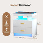 LED Nightstand with Wireless Charging Station, Glass Top Smart Bedside Table - Image 2