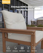 HDPE 3 Piece Patio Furniture Set, All-Weather Outdoor Couch Bistro Set - Image 6