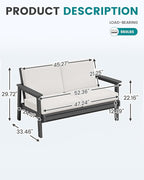 SERWALL HDPE Outdoor Patio Loveseat, All Weather Wood-Like Outdoor Sofa HDPE - Image 9