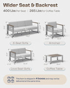 Aluminum Outdoor Patio Furniture Set, 7 Seats Outdoor Patio Conversation Sets - Image 6