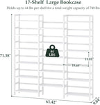 Homykic Bamboo Bookshelf, 71” Tall Triple Wide Bookcase - Image 3