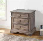 Pemberly Row Solid Wood Queen Panel Bed, Driftwood Gray Finish, Upholstered - Image 5