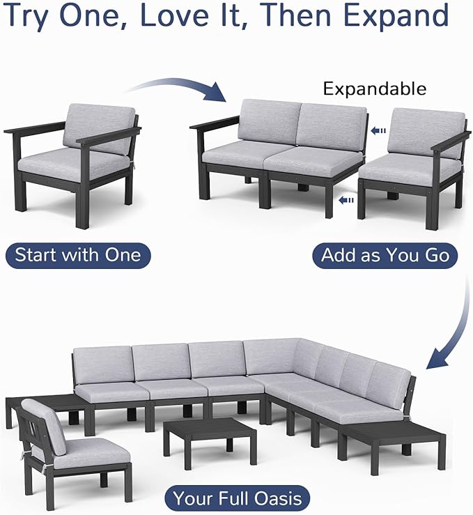 Stoog 8-Piece Patio Sectional Sofa Set, L-Shaped Modular Outdoor Furniture Set - Image 4