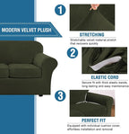 H.VERSAILTEX Modern Velvet Plush 4 Piece High Stretch Sofa Slipcover Furniture - Image 3
