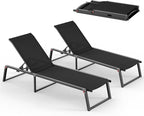 Aluminum Chaise Lounge Chair Outdoor, Foldable& No Assembly Patio Pool Lounge by Oasbira
