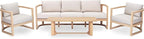 Merax 4 Piece Rattan Woven Paito Conversation Set, All-Weather Acacia Wood 3 - Image 4