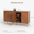 JOINICE Storage Cabinet, Mid-Century Modern Wood Accent Cabinet, Chevron - Image 2
