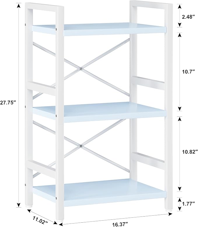 Homeiju Bookshelf, 3 Tier Industrial Bookcase, Metal Small Bookcase, Rustic - Image 3
