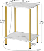 HOOBRO Side Table with Charging Station, End Table with USB Port and Outlet - Image 3