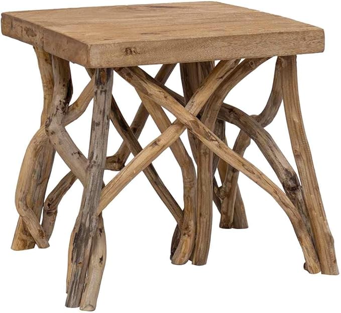 Brown Mixed Recycled Wood Coffee Table, Rustic Solid Wood Small Durable - Image 9