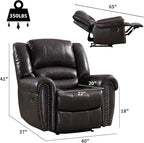 CANMOV Leather Recliner Chair Set of 2, Classic and Traditional Manual Recliner - Image 2