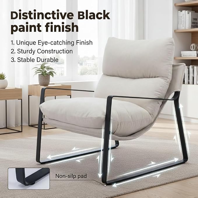LukeAlon Modern Linen Accent Armchair, Upholstered Soft Living Room Chair - Image 9
