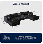 Avenco 141” U-Shaped Modular Sectional Couch Sofa - Image 2