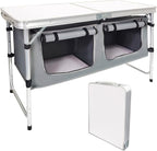 Folding Camping Table with Storage Aluminum Lightweight Camp Table Height by HYMnature