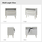 HULALA HOME End Table with Charging Station, Mid-Century Modern 2 Drawer and - Image 7