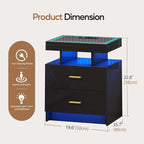 LED Nightstand with Wireless Charging Station, Glass Top Smart Bedside Table - Image 2