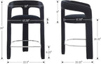 HNY 26 Inch Modern Tall Barrel Bar Stool, Velvet Upholstered Barstool - Image 2